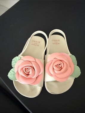 Janie and Jack | Shoes | Blue And White Leather Bow Sandals | Poshmark